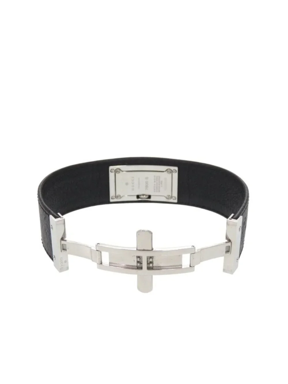 Gucci SS Leather Black Dial Quartz Watch